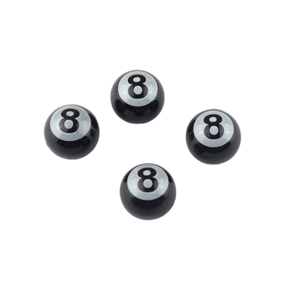 Black POOL 8 Billiard Ball car tire valve caps