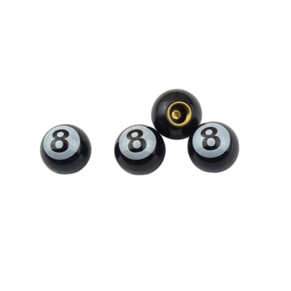 Black POOL 8 Billiard Ball car tire valve caps