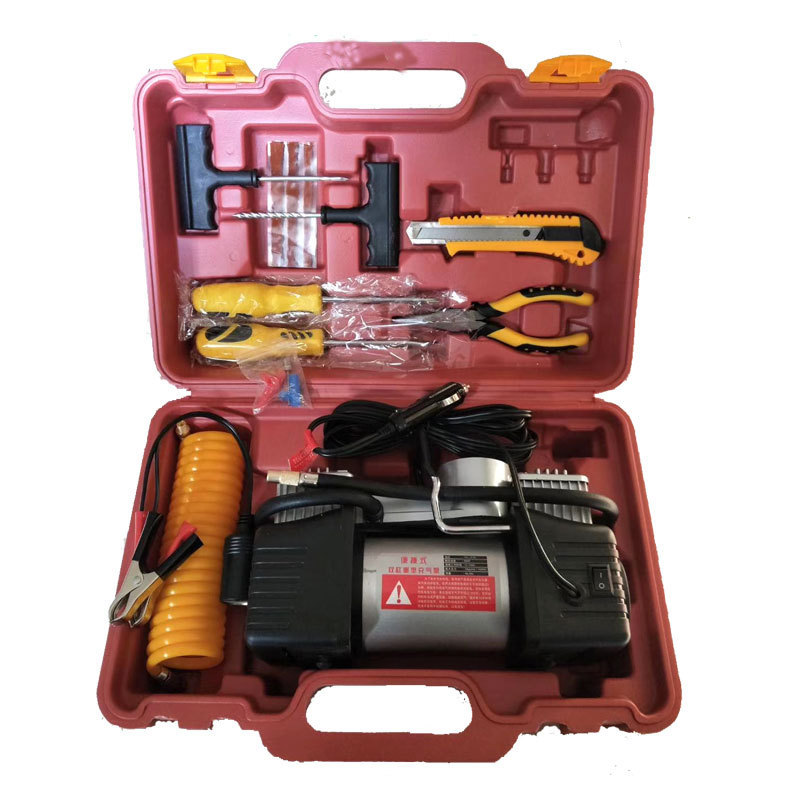 China wholesale double cylinder air compressor tyre repair kits  tire inflator tire repair kit