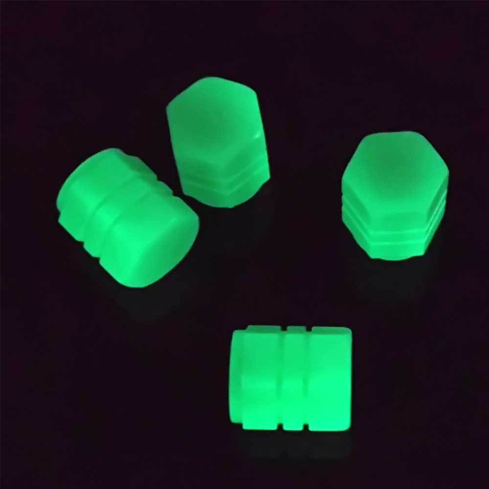 4PCS ABS Double Layer Luminous Dust-proof Auto Tire Valve Core Cover Car Tire Valve Covers Wheel Hat in Dark Accessories