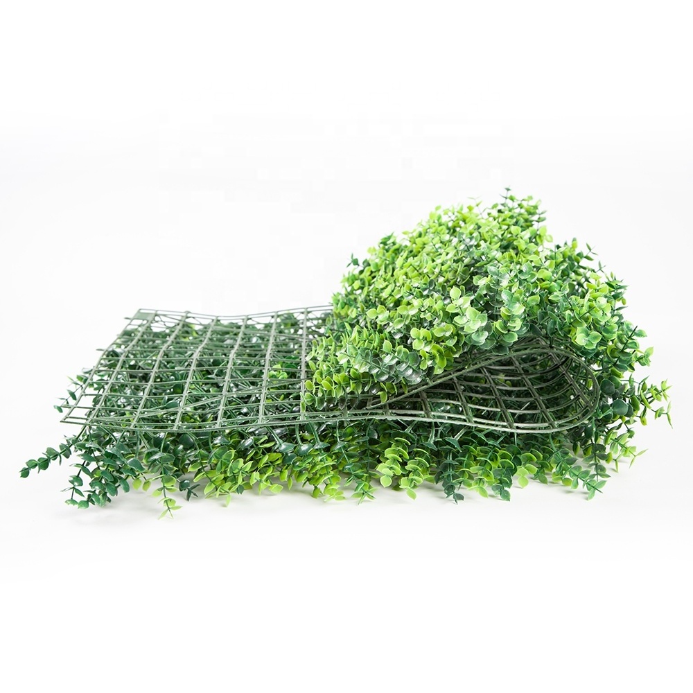 ZC Anti-uv Faux Greenery Plastic Leaf Panel Artificial Green Grass Boxwood Hedge for Vertical Garden Wall Decor