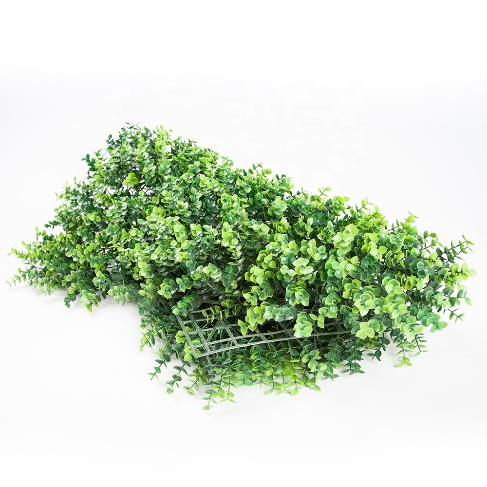 ZC Anti-uv Faux Greenery Plastic Leaf Panel Artificial Green Grass Boxwood Hedge for Vertical Garden Wall Decor