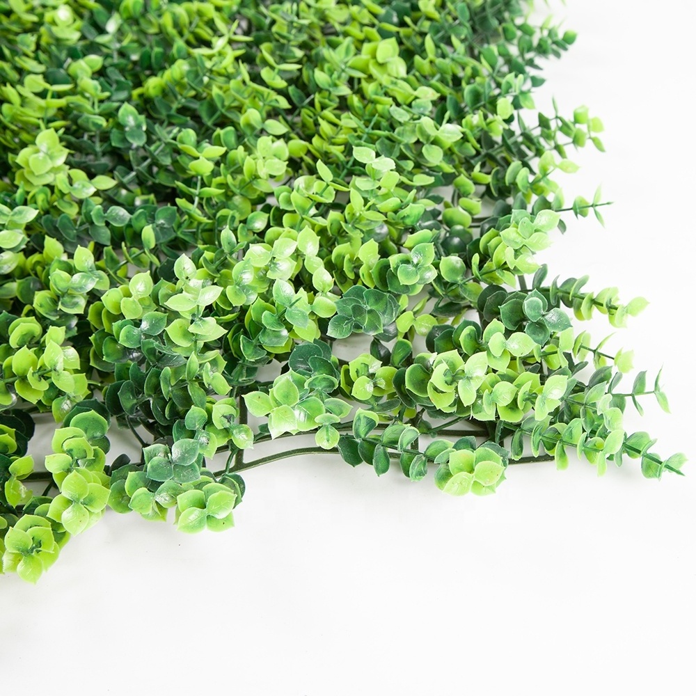 ZC Anti-uv Faux Greenery Plastic Leaf Panel Artificial Green Grass Boxwood Hedge for Vertical Garden Wall Decor