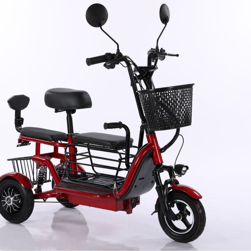 500W 48V Adult Electric Tricycle 10 Inch Vintage Delivery Scooter 3 Wheel Cargo Bike