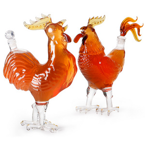 Rooster Shaped Alcohol Glass Bottles Handmade From Borosilicate Glass 1000ML