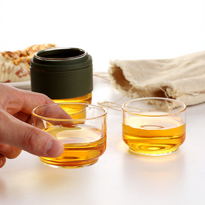 Manufacture Glass Travel Tea Set Portable Quick Cup Small Set Outdoor Teapot One Pot Two Cups Kung Fu Tea Set Mug