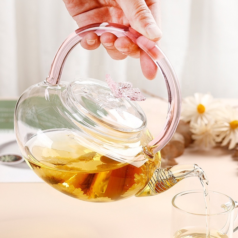 670 ml transparent High Temperature Steaming And Boiling Dual Purpose glass teapot