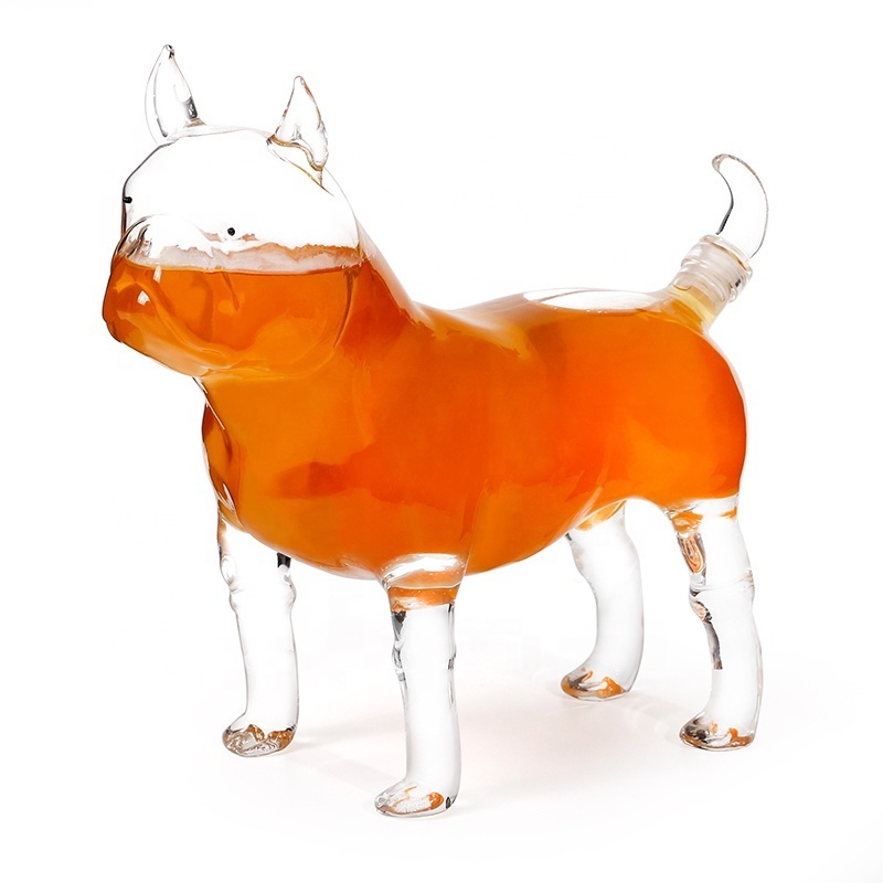 High Animal Beverage Bottles Animal Shaped Dog Shaped Clear Glass Wine Liquor Bottles