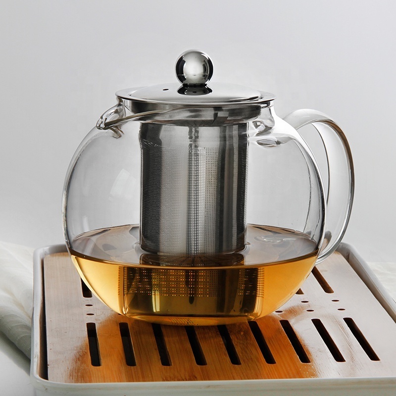 Glass Teapot with Stainless Steel Infuser & Lid Borosilicate Glass Tea Pot Stovetop Safe teapots 34 Oz