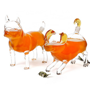 High Animal Beverage Bottles Animal Shaped Dog Shaped Clear Glass Wine Liquor Bottles