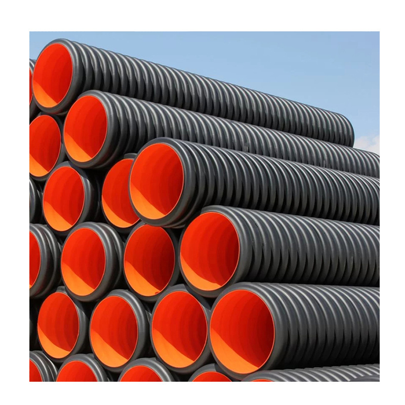 HDPE material black plastic drain culvert 2 4 inches HDPE Twin Wall Corrugated Tubes for Subsoil Drainage sewage pipe