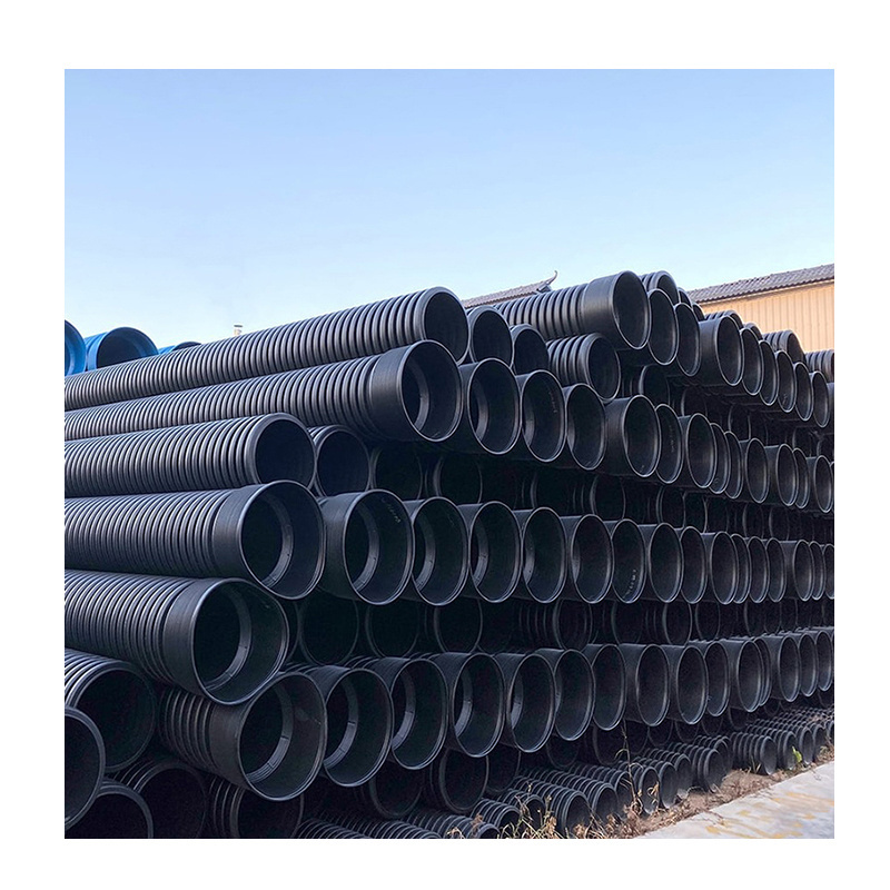 Factory supply SN8 buried drain pipe double wall polyethylene HDPE sewer pipe price list