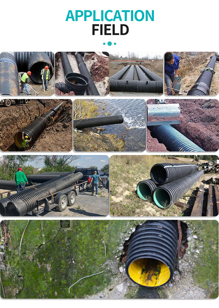 Hdpe Double Wall Corrugated Pipe SN6 800MM Drainage Pipe Dwc Hdpe Plastic Tubes/culvert Pipe/100 Corrugated Pipe