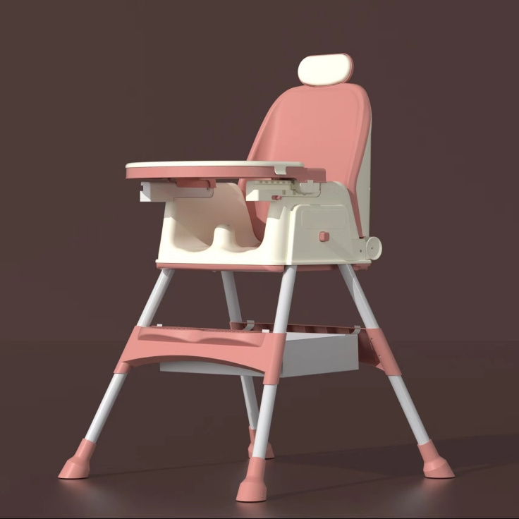 New multifunctional stainless steel baby dining chair height adjustable safety toddler feeding high chair