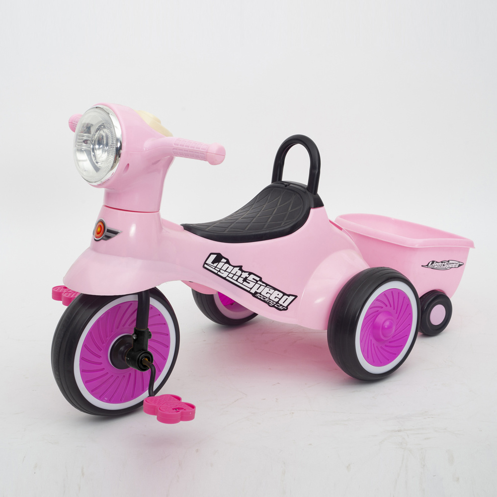 2024 New China Wholesale Plastic Multi Function Wheel Lights Three Wheel Kids Tricycle With Trailer