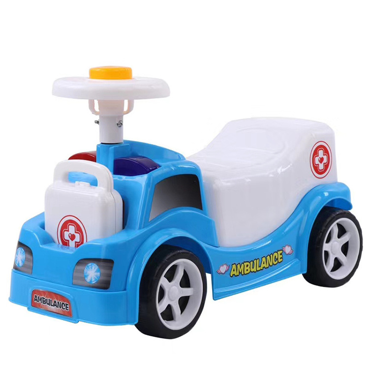 Slide car with music Children's toy swing four-wheel walker Baby toy ambulance