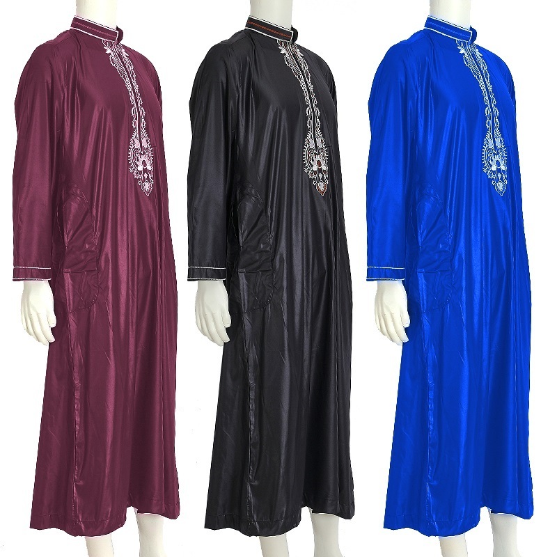 Islamic style african suits for men embroidered men's abaya robe muslim products