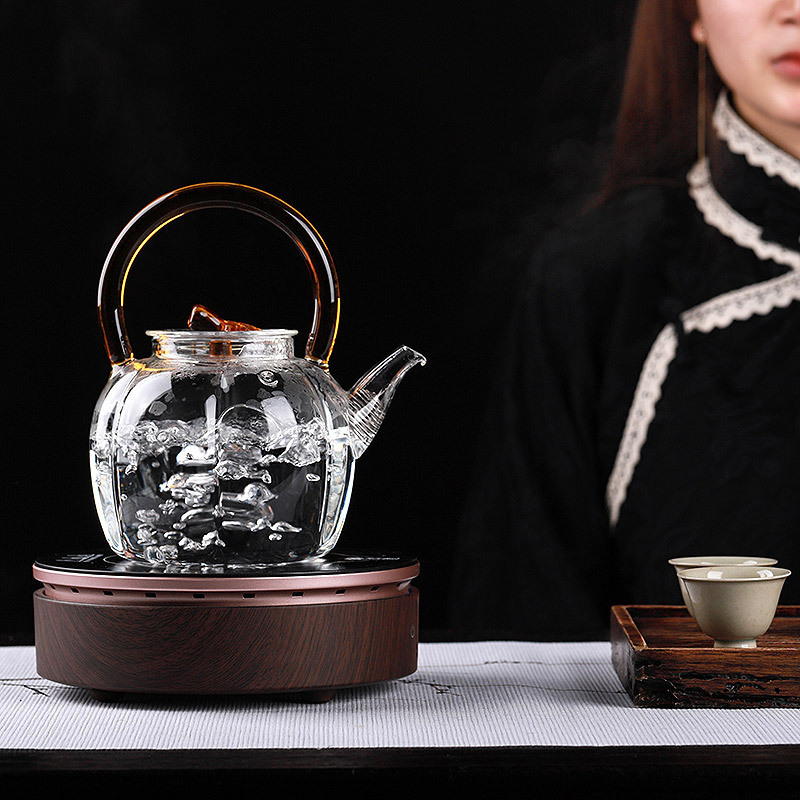 2022 Household kung fu tea set with high borosilicate glass girder kettle electric pottery oven steaming water tea making teapot