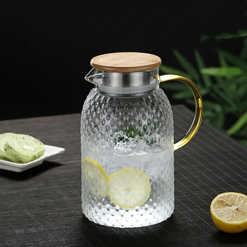 Glass cold kettle 1L 1.2L 1.5L 2L Handmade High Borosilicate glass tea kettle with handle