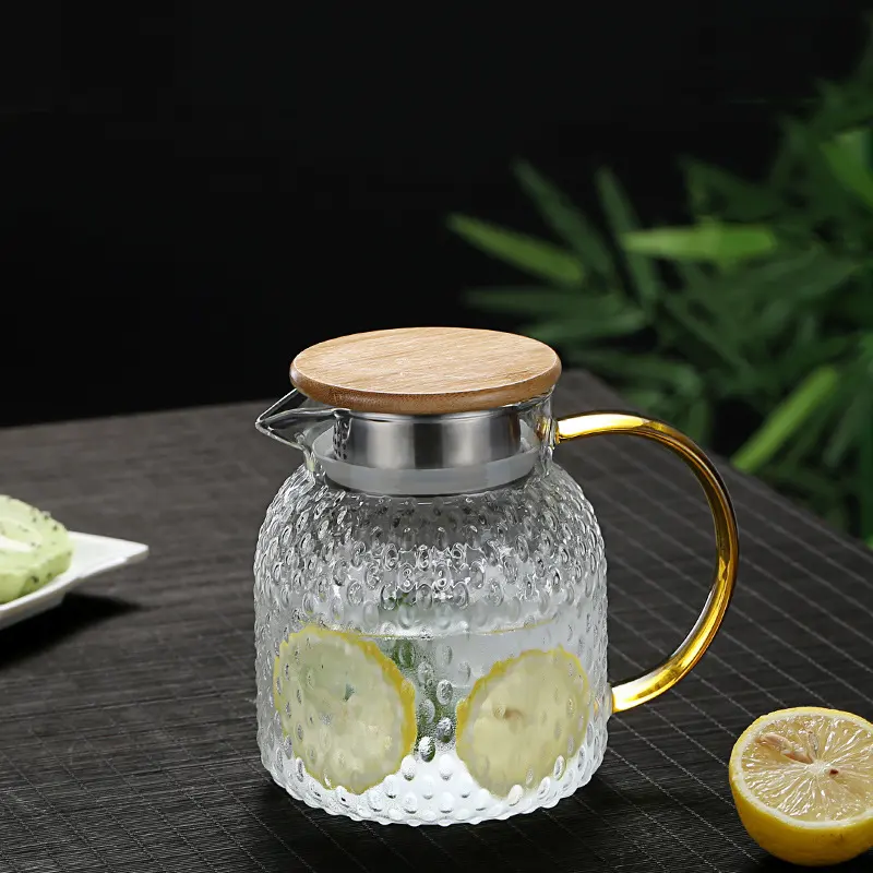 Glass cold kettle 1L 1.2L 1.5L 2L Handmade High Borosilicate glass tea kettle with handle