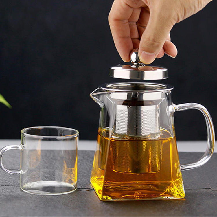 Wholesale Heat resistant Handmade Borosilicate glass teapot with stainless steel infuser