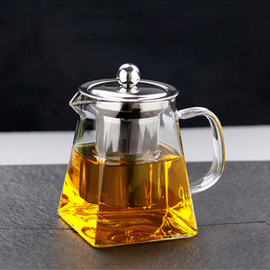 Wholesale Heat resistant Handmade Borosilicate glass teapot with stainless steel infuser