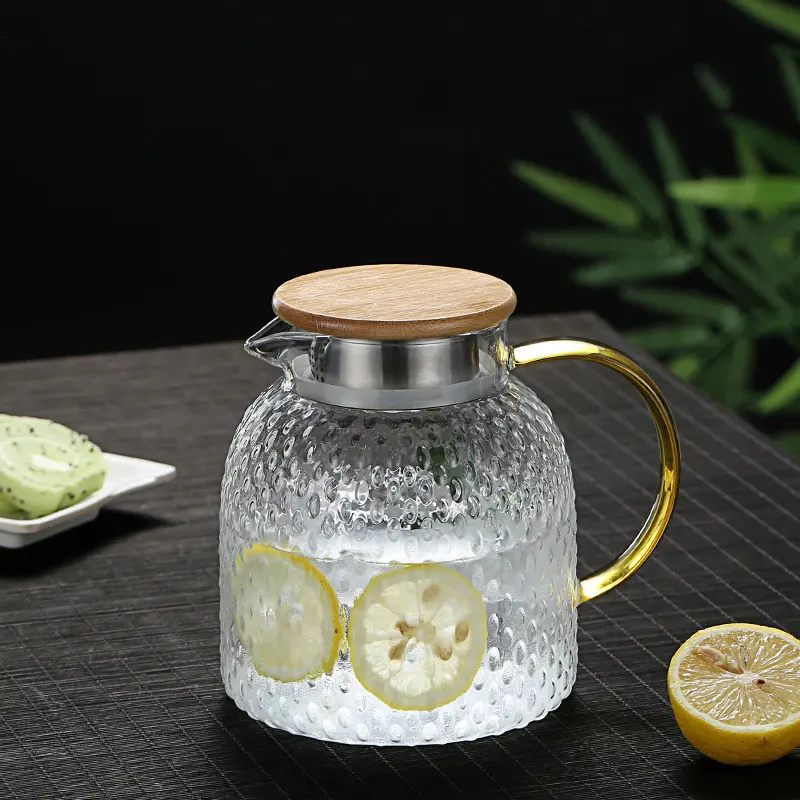 Glass cold kettle 1L 1.2L 1.5L 2L Handmade High Borosilicate glass tea kettle with handle