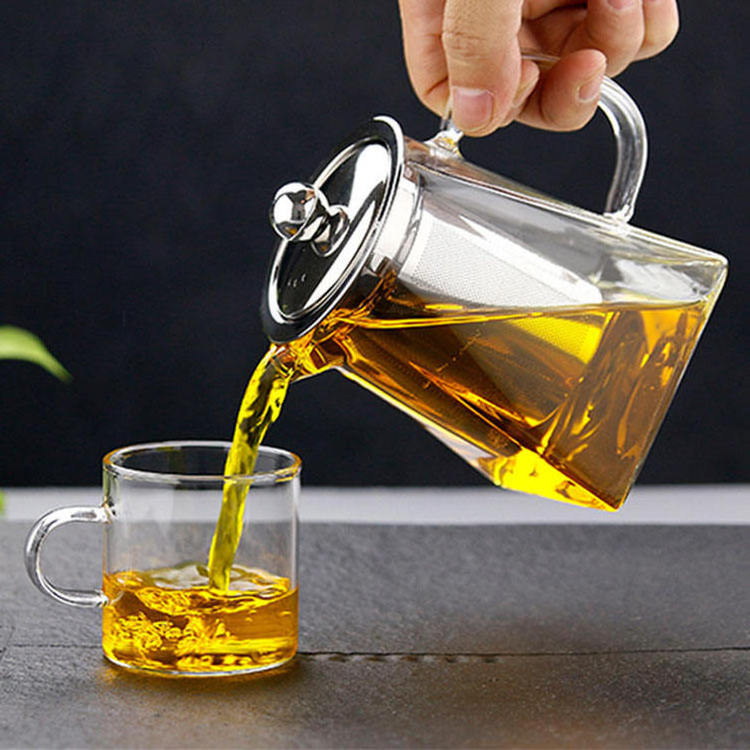 Wholesale Heat resistant Handmade Borosilicate glass teapot with stainless steel infuser