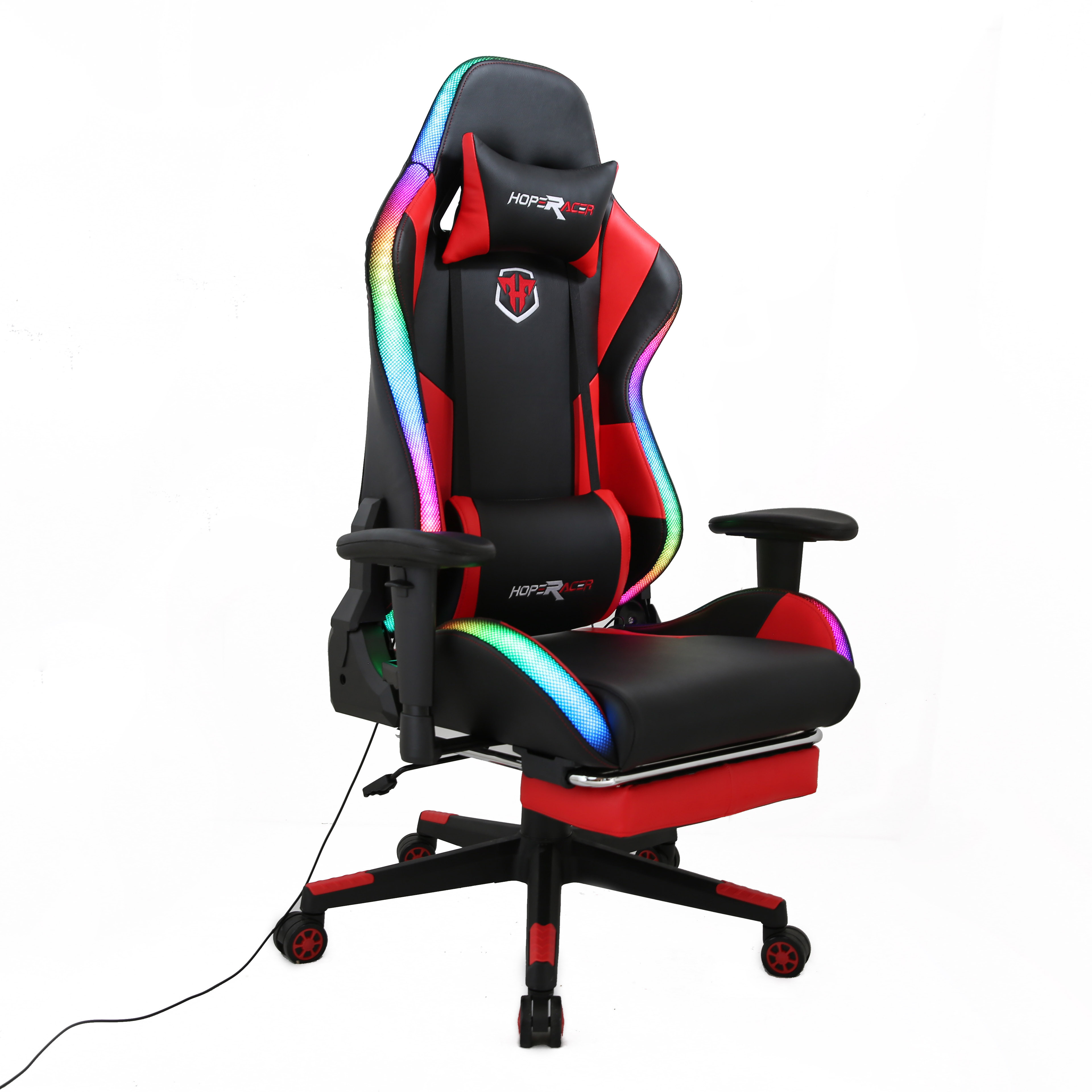 HC Custom Ergonomic red Pc swivel Computer Silla Gamer Chair Rgb Led Racing Gaming Chair with with lights and speakers