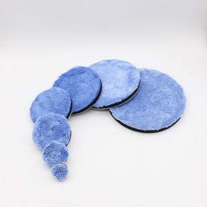 6" Sponge With Blue Microfiber Polish Pads For Car Finish Waxing Applicator 1 2 3 4 5 7 Inch Hook And Loop