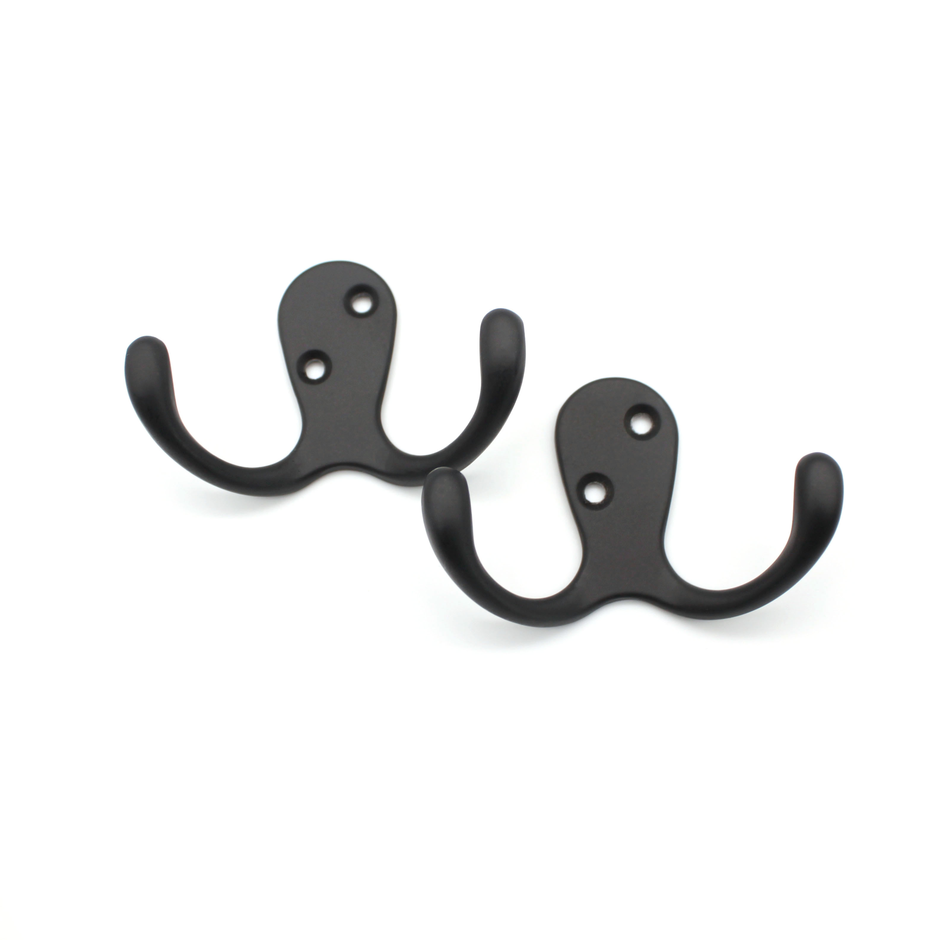 Modern Style Zinc Alloy Metal Black Silver Cloth Coat Wall Hooks Hangers Heavy Duty Wall Mounted Double Prongs Wall Hooks