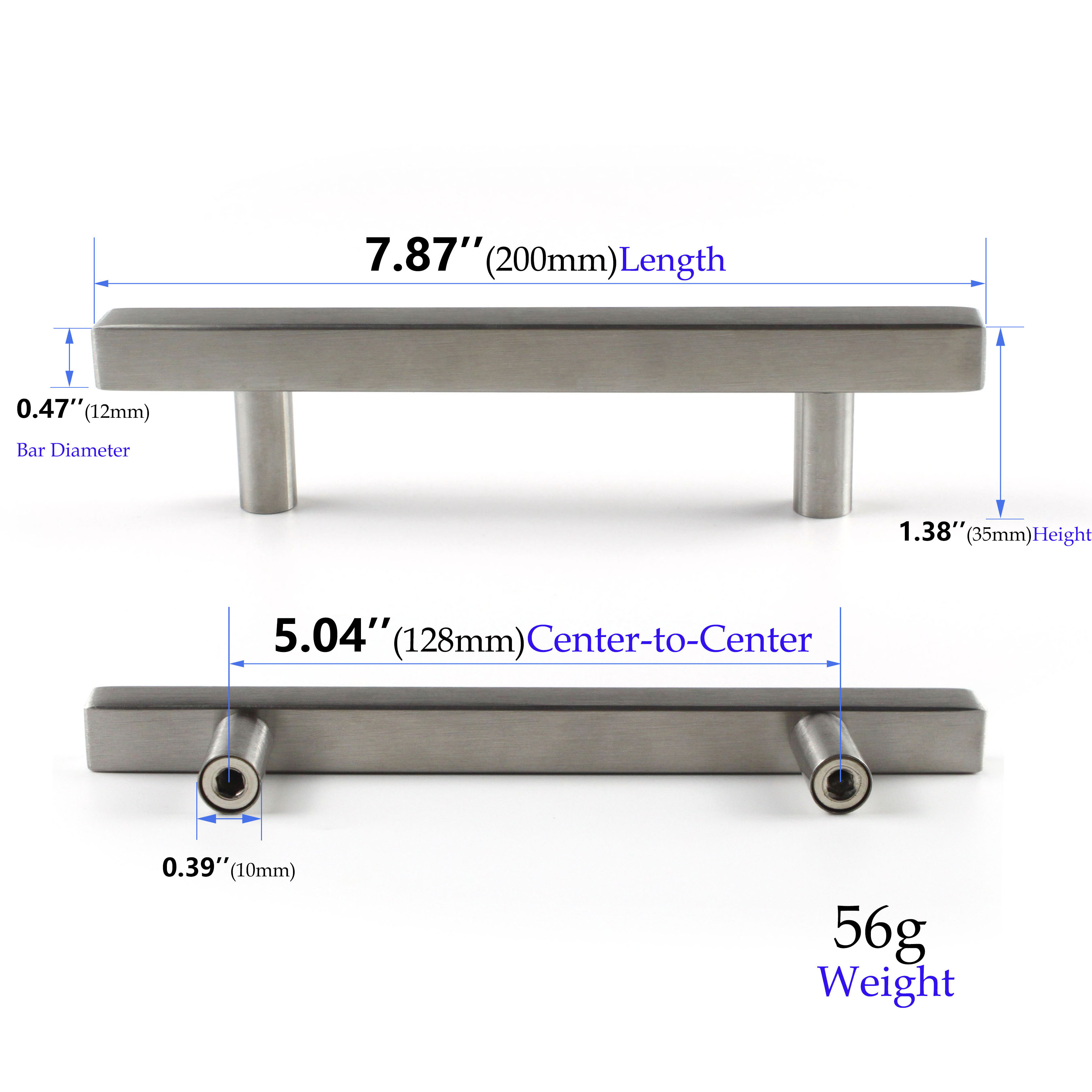 Silver Brushed Nickel Kitchen Cabinet Pulls Handles Silver Square Furniture Handle for Cabinet Drawer