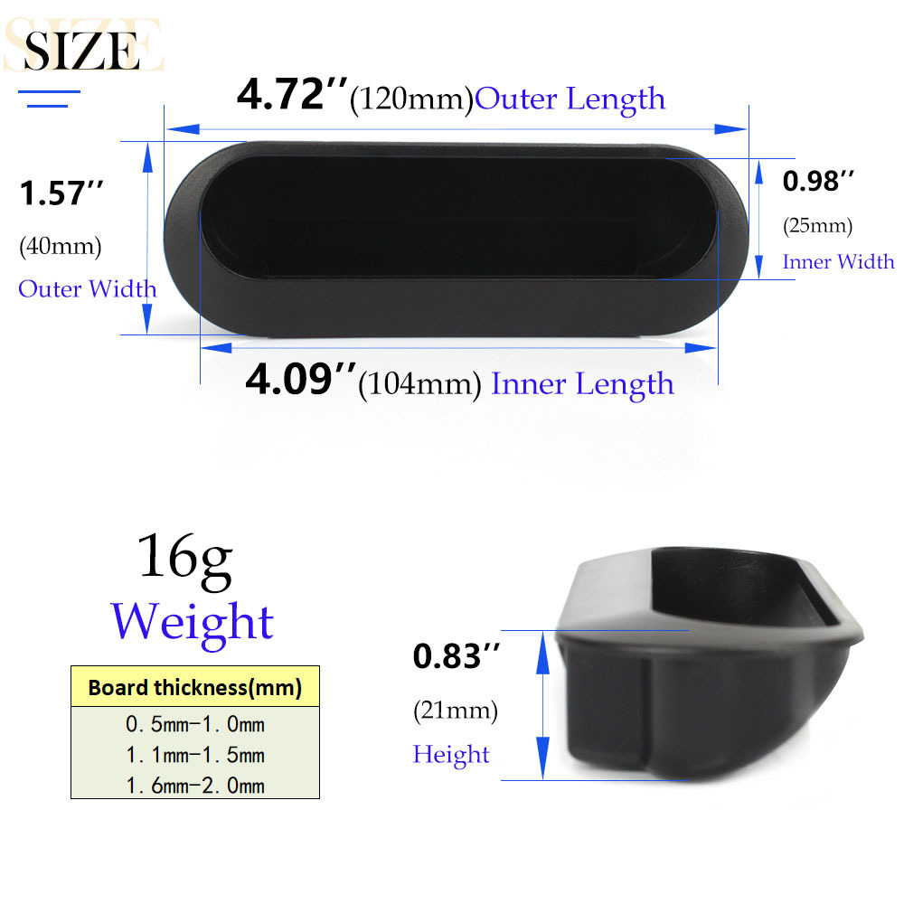 Recessed Flush Pull Handle Plastic Oval Inset Hidden Handles for Filing Glass Case Cabinet Industrial Cabinets