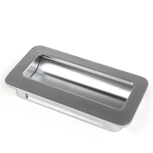 Silver Zinc Alloy Zamak Rectangular Round Corner Recessed Hidden Concealed Furniture Cupboard Cabinet Drawer Pull Handle