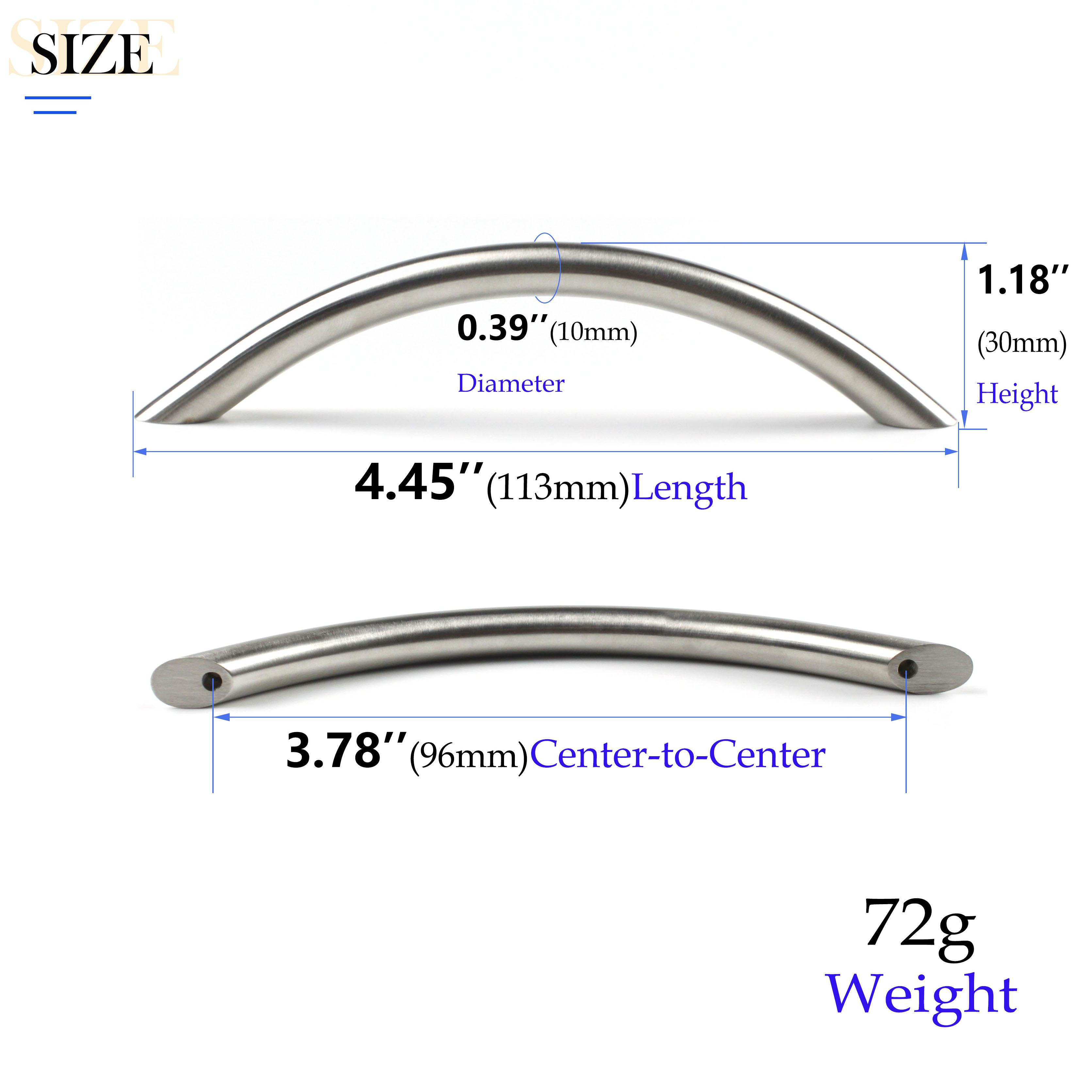 Custom Size Handle Stainless Steel SS Bridge Style Bow Shape C Shape Solid Furniture Cabinet Handles & Knobs