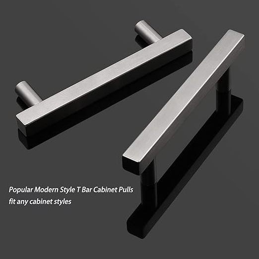 Kitchen Cabinet Square Handles Silver Drawer Pulls Hollow Stainless Steel T Bar Cabinet Door Hardware Handle