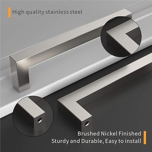 Stainless Steel Kitchen Cupboard Cabinet Door Handles Cabinet Square Drawer Pulls Furniture Hardware Handle