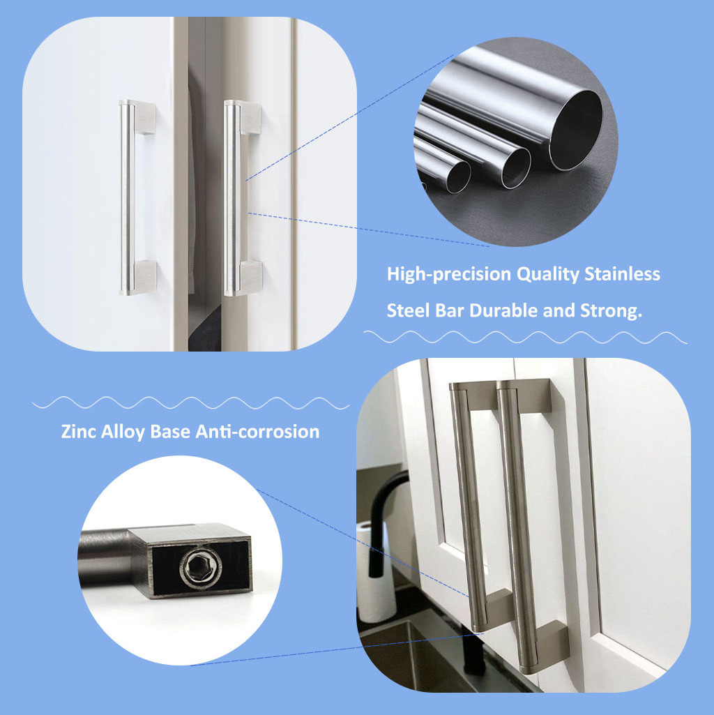 Modern Stainless Steel Round Cross Bar Pull Cabinet Drawer Door Pulls Furniture Handles Knobs