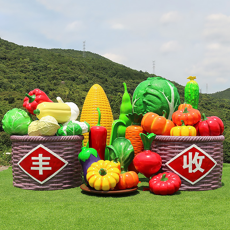 Simulation Vegetable and Fruit Model Fiberglass Pumpkin Polyresin Pepper Sculpture for Outdoor Garden Park Farm Decoration