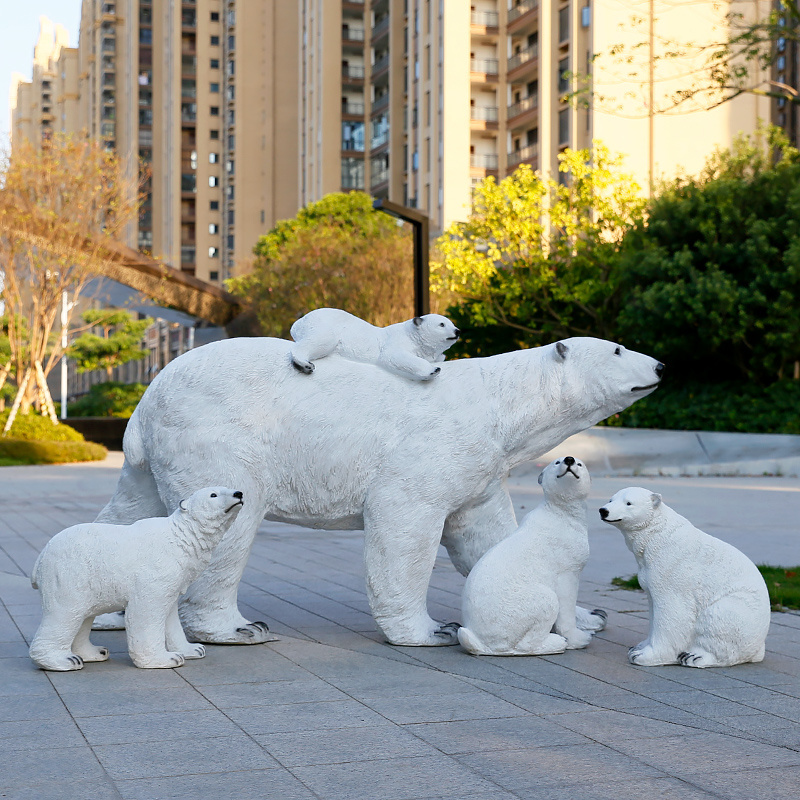 Life Size Statue Wholesales Cheap Large Fiberglass Giant Polyresin Sculpture  Outdoor Christmas Decoration White Polar Bear