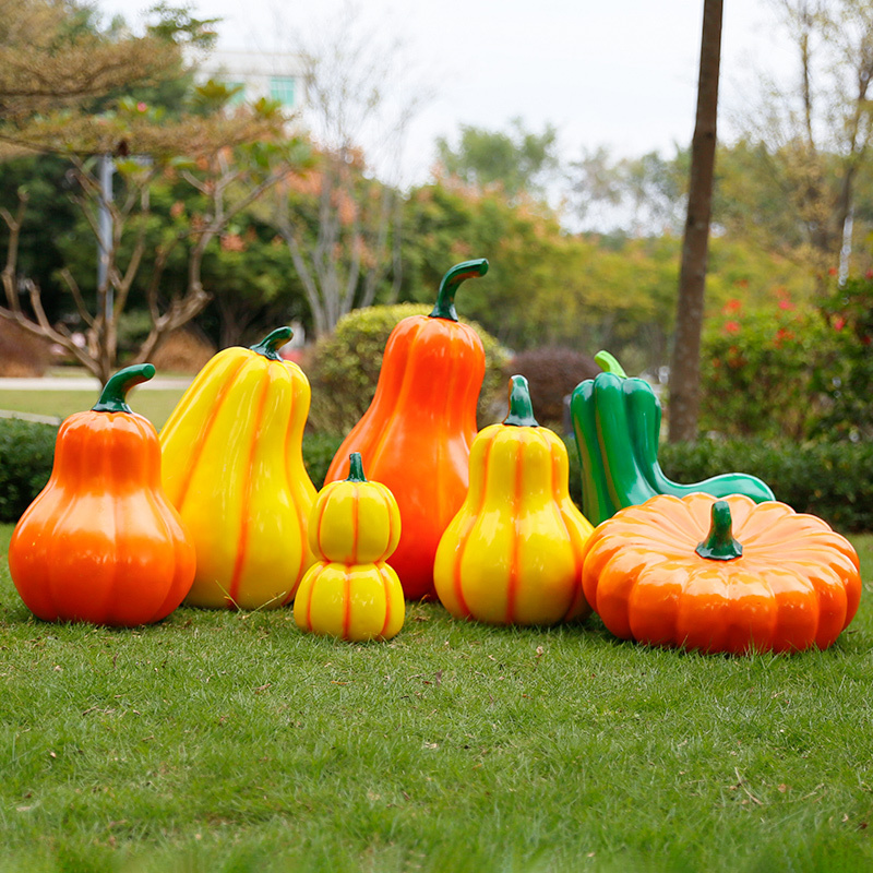 Simulation Smooth Surface Round Pumpkin Giant Fiberglass Sculpture for Home Outdoor Garden Hallowmas Decoration