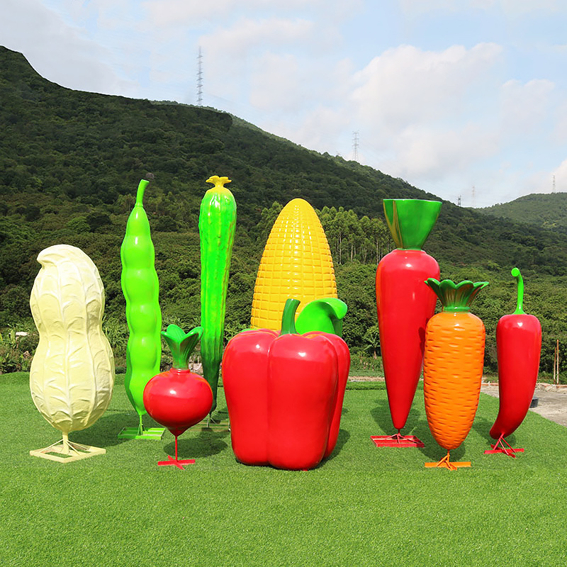 Simulation Vegetable and Fruit Model Fiberglass Pumpkin Polyresin Pepper Sculpture for Outdoor Garden Park Farm Decoration