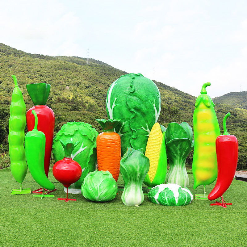 Simulation Vegetable and Fruit Model Fiberglass Pumpkin Polyresin Pepper Sculpture for Outdoor Garden Park Farm Decoration