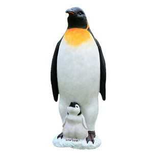 Life Size Penguin Statue Larger Fiberglass Simulation Animal Sculpture for Outdoor Garden Courtyard Landscape  Decoration