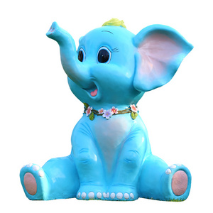 Cartoon Image Statue Cute Elephants Large Outdoor Animal Fiberglass Polyresin Sculpture for Garden Park School Plaza Decoration