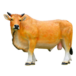 Customization Simulation Red Aengus Cattle Statue Ornament Large Fiberglass Animal Sculpture for Outdoor Garden Farm Decoration