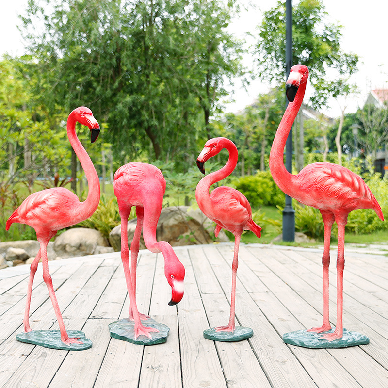 Life Size Statue Flamingo Bird Large Fiberglass Polyresin Animal Sculpture for Outdoor Garden Wedding Decoration