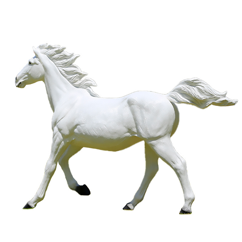 Life Size Statue Brown Black White Horse Figures Large Fiberglass Resin Animal Sculpture for Outdoor Garden Decoration