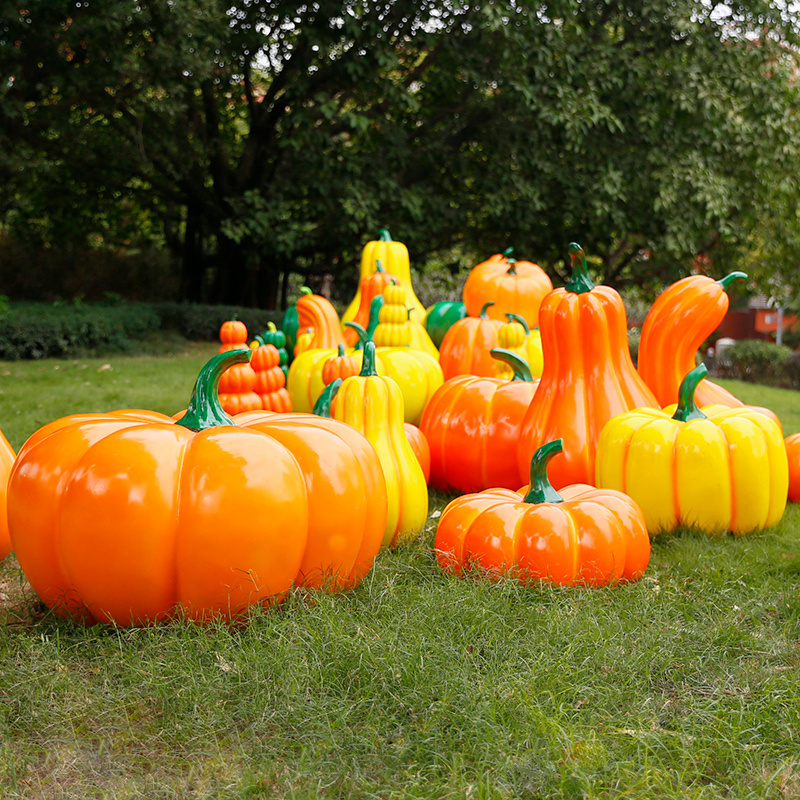 Simulation Smooth Surface Round Pumpkin Giant Fiberglass Sculpture for Home Outdoor Garden Hallowmas Decoration