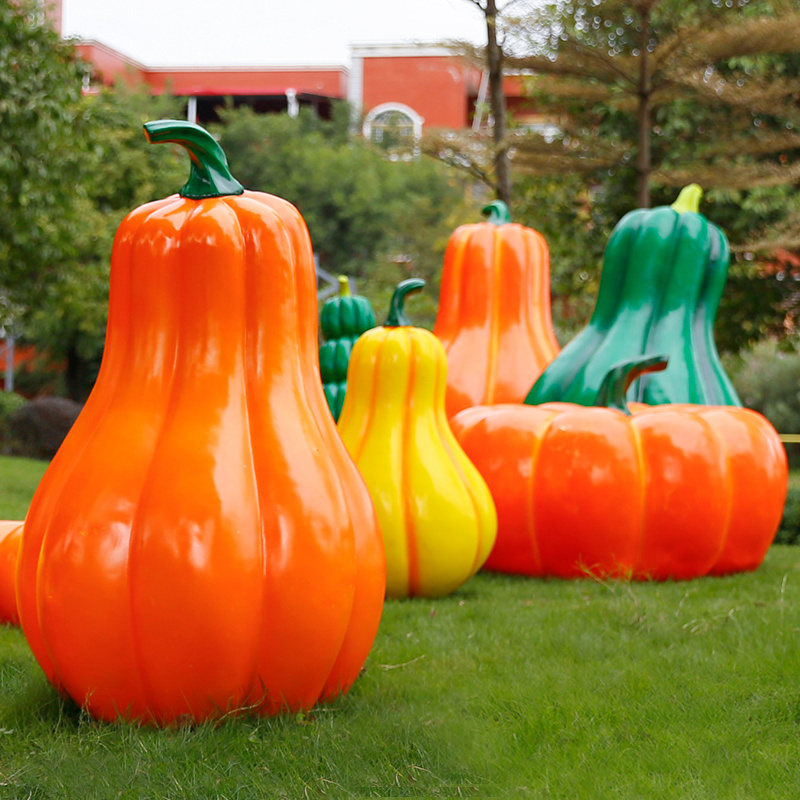 Simulation Long Pumpkin Smooth Surface Giant Fiberglass Sculpture for Home Outdoor Garden Courtyard Landscape Decoration